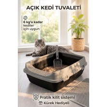 Kurtbay Açık Kedi Tuvaleti, 50X37X17 Cm, Yüksek Kenarlı Kedi Tuvalet Kabı, Kum Küreği Hediyeli