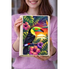 hg home&game Tukan Kuşu Desenli Bez Kitap Kılıfı – Sanatsal Baskılı Kumaş Kitap Kabı, Kitap Koruyucu Model 5