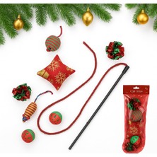Madpet Yılbaşı Temalı Kedi Oyuncak Seti 8 Parça – Zilli ve Hışırtılı Toplar, Ipli Fareler, Peluş Noel Yastığı – Kedi ve Evcil Hayvanlar Için Noel Konsept Eğlenceli Oyun Seti