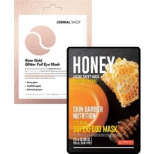 Dermal 3 Katmanlı Rose Gold Göz Maske ve Bariyer Güçlendirici, BESLEYICI,%100 Pamuk Bal Maske Seti