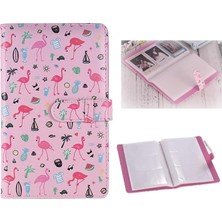 Aputue Mini Fotoğraf Albümü, 96 Cep Kapasiteli, Şık Desen Baskılı Pembe, Pu Deri Kaplı, 16 Sayfa, Kitap Tarzı Açılış, Seyahat ve Hediye Için Pratik, Dayanıklı ve Zarif Tasarım