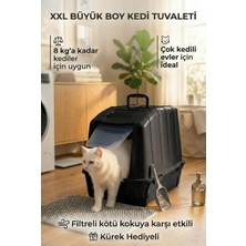 Xxl Büyük Boy Kapalı Kedi Tuvaleti, Filtreli ve Kürek Hediyeli, 59X41,5X47,5 cm - VN11097