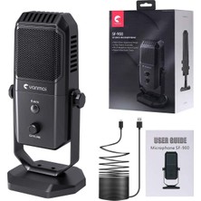 Coverzone Yanmai Profesyonel USB Condenser Mikrofon – 4 Yönlü Direktif, 20Hz-20KHz Frekans, Kulaklık Çıkışı, Tek Tuş Sessize Alma, Ses Ayarı, 15MM Stand Uyumlu SF-900