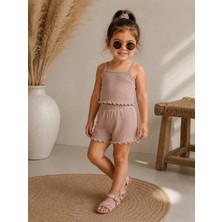 Bahnur Bebek Bej Crop ve Sort Takım Seti