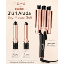 Nave 3 in 1 Saç Maşası Seti Ctn-13 Seramik Plaka ile Siyah Renk Ergonomik Tasarım