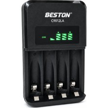 Coverzone Hızlı Pil Şarj Cihazı LCD Ekranlı Aa Aaa Ni-Mh Ni-Cd Şarj Edilebilir Kalem ve Ince Kalem Pil Şarj Aleti 100-240V Dünya Geneli Voltaj Akıllı Güvenlik Korumalı Siyah | Beston C9012LA