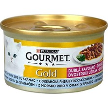 Die Grup Gourmet Gold Parça Etli Okyanus Balığı ve Ispanaklı Kedi Konservesi 85GR 24LÜ