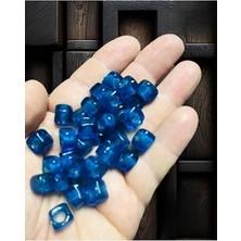 Die Grup 15 Adet El Yapımı Kare Cam Boncuk - Kolye Ucu, Halhal Ucu - (1cm x 1cm Kare) Karecam-Indigo