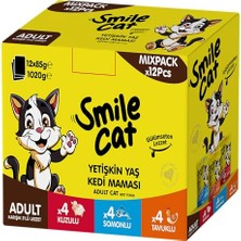 Die Grup Smile Cat Pouch Mix 12 Adet x 85 gr Kuzu/somon/tavuklu