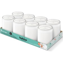 Bolsius Starlight Beyaz Renkli Cam Kavanozda Beyaz Mum - Vegan Dostu - Akşam Yemeği, Ev, Dekorasyon, Düğün - 82/68MM - 50 Saat Yanma Süreli - 8’li Paket