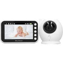 Tech Butiq Bebek Telsizi 4,3 Inç LCD Ekran 100-240V Ses Kontrolü Kamera Iki Yönlü Konuşma 360° Dönüş 8 Ninni Ab Fişi