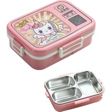 Vagonlife Lunch Box 820 ml Tek Kat Üç Bölmeli Sos Kaseli Yeni Nesil Sefer TASI-FFLBOX10283 Pembe