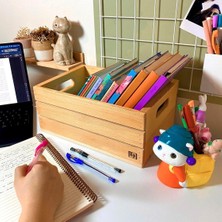 Limon Dekor Çok Amaçlı Ahşap Düzenleyici Kasa - Çok Amaçlı Ev, Mutfak, Banyo Organizer Sandık (7" Plak Uyumlu)