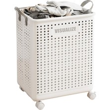 Glazeus Tekerlekli Katlanabilir Çok Amaçlı Sepet, 40 Litre, Havalandırmalı Tasarım (Gri)