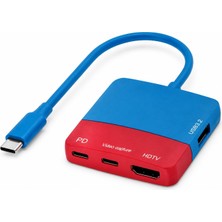 Coverzone Nintendo Switch ile Uyumlu Usb-C Video Capture ve Docking Station, 4-In-1 Pd 100W Hızlı Şarj, 1080/60Hz Capture-Out, 4K Loop-Out, USB 3.2 Veri Transferi | ZR1282