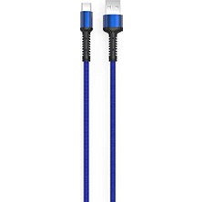 Die Grup Hasır Kırılmaya Dayanıklı 3m LS65 Type-C USB Kablo Mavi