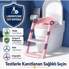 Die Grup Çocuk Merdivenli Klozet Adaptörü Yükseklik Ayarlı Pratik Tuvalet Eğitici Klozet Oturak Pembe