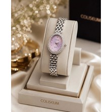 Coliseum Yeni Sezon Hediyelik Kadın Kol Saati - Gümüş Renk Oval Kasa Su Yolu Kordon Rose Dial Abiye Saat