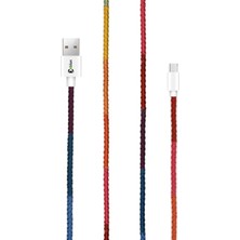 Die Grup Vorson Handmade CC-003 Handmade Rainbow Micro Android Şarj ve Data Kablosu, 100 cm