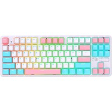 Ajazz K870T Pro Kablosuz Hot Swap Mekanik Oyun Klavyesi-Rgb - 10 Adet Switch, Tuş ve Switch Sökme Aparatı Hediyeli (K870T Pro Beyaz - Blue Switch)