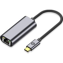 Psr Aksesuar Siyah Siyah QG04 Type-C To RJ45 Ethernet Dönüştürücü Kablo 1024MBPS 22CM- ile Uyumlu