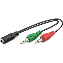 Die Grup Hadron HDX1053 2*3.5mm (M) To 3.5mm (F) Kablo 2lıne Mikrofon + Kulaklık 20CM Siyah