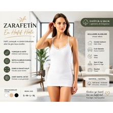 Nior Lifestyle Beyaz Dantel Detaylı Kadın Atlet, Ince Askılı V Yaka Ribana Atlet, Günlük Basic Iç Giyim, Katmanlı Giyim Kadın Üst