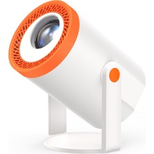 Turn1 Akıllı Android 14 Mini Projektör, 720P Çözünürlük, 200 Ansı Lümen, Wi-Fi 6, 4K Destekli, Otomatik Düzeltme, Turuncu, Ev Sineması