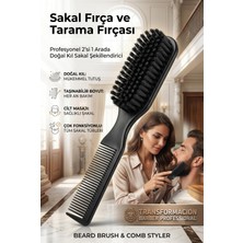 Die Grup Transformacion Profesyonel Sakal Fırçası ve Tarağı, 2'si 1 Arada Fade Ense Fırçası, Doğal Kıl Sakal Şekillendirici Bakım Seti 719584