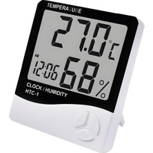 Promosyonca Dijital Termometre Sıcaklık ve Nem Ölçer Higrometre, Masa Tipi Alarm Saatli, Htc-1 Model