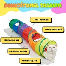 Esranın Dünyası Kedi Köpek Oyun Tüneli - Gökkuşağı Renkli, Katlanabilir, Düz Model - Yırtılmaya Dayanıklı Polyester - Interaktif, Toplu Oyuncak - Iç ve Dış Mekan Kullanıma Uygun