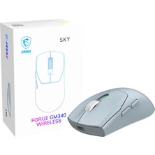 Die Grup Msı Gg Forge GM340 W Sky Gamıng Mouse Max 12000 Dpı 57GR Kablosuz Optık Sensor Oyuncu Faresı