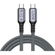 Livx Fast USB 4.0 40GBPS, 240W, 8K60Hz Usb4.0 Usb-C Kablosu 1 Metre Gri Klv-01