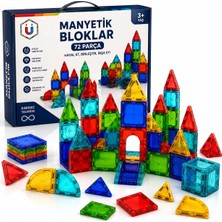 Hakay Talky 72 Parça Manyetik Blok Oyuncak Seti, Renkli 3D Yapı ve Inşa Oyuncağı, Yaratıcı Eğitici Manyetik Yapı Blokları, Çocuklar Için, 3+ Yaş