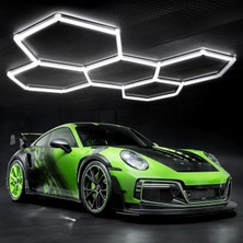 Die Grup Amber LED Hexagon Petek Tasarım Lineer Armatür (CT-9082 Cata Modüler 24 Parça Set), 6400K Beyaz Işık Yüksek Lümenli Tavan Aydınlatma (Showroom, Oto Kuaför, Berber, Ofis)