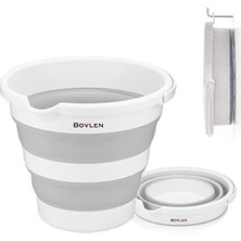 Esranın Dünyası 12 Litre Katlanabilir Kova - Akordiyon Katlanır Kova - Araba Kovası - Gri - 32.5 x 27.5 x 6 cm - Pp+ Tpr