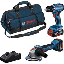 Hakay Bosch Professional Gsr 18V-45 Akülü Vidalama & Gws 18V-8 Akülü Taşlama & 2 x Gba 18V 4.0AH Akü & Gal 18V-40 Şarj Cihazı & M-Bag, Karton Kutuda
