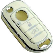 Esranın Dünyası Autohan Keys Egea Için Anahtar Kılıfı, 3 Buton, Beyaz-Gümüş Renk, Nano Kaplama Koruyucu, Premium Anahtarlık Koruma Kılıfı