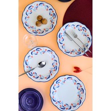 Die Grup Tabakevi Tabak Evi Porselen Tulip Fulya Pasta Takımı Rimli 21CM 4 Kişilik 4 Parça FLY4PTPRS1157