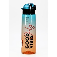 Hakay Su Matarası Tritan Geniş Ağız Su Şişesi Grafiti Spor Matarası Suluğu Bpasız 800 ml Mavi 0104