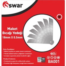 Hakay Proalet Maket Bıçağı Yedeği, 18 mm x 0,5 Mm, Karbon Çelik, Ultra Keskin, Dayanıklı Uç, 7 Kırımlı, Endüstriyel Kesici Bıçak, Yedek Parça, Ince Detay Kesim (Kutulu, Adet, 100)