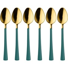 Die Grup 6 Adet Çay Kaşığı Seti, 18/10 Paslanmaz Çelik, Gold Yeşil, 11 Cm, 70 gr