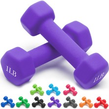 Hakay Portzon Ağırlıklar Dambıl 10 Renk Seçeneği 2'li Neopren Dambıl Seti ile Uyumlu, 1-15 Lb, Kaymaz, Yuvarlanmaz, Altıgen Şekilli