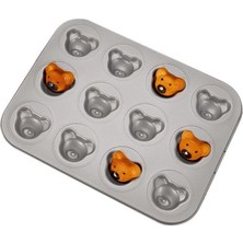 Die Grup Karbon Çelik 12 Li Ayıcık Muffin Cupcake Kek Pişirme Kalıbı MT125