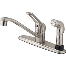 Hakay Kingston Brass KB563SNSP Wyndham Tek Döngü Saplı Mutfak Musluğu, Güverte Püskürtücü, 20 Cm, Saten Nikel