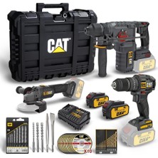 Hakay Cat DXK302 18V Şarjlı Kombo Set, 3 Parça Kömürsüz Profesyonel Elektrikli El Aletleri, 4.0AH Li-Ion, 50NM Tork, 39 Parça Aksesuar
