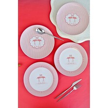 Die Grup Tabakevi Tabak Evi Porselen Flamingo Tuval Pasta Takımı 20CM 4 Kişilik 4 Parça TVL4PTPRS1158