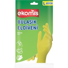 Hakay Büyük Boy Bulaşık Eldiveni L Beden Doğal Lateks Koruyucu Eldiven