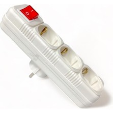 Hakay Tek-Iş Üçlü Topraklı Anahtarlı Golyat Priz, Beyaz, 3 Soket Anahtarlı 3'lü Priz Topraklı Çoklu Priz, Elektrik Dağıtıcı