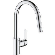Hakay Grohe Get | Mutfak Armatürü - Tek Kollu Lavabo Bataryası, Çıkarılabilir Çift Yıkama Başlığı | C Çıkışı | Krom | 31484001